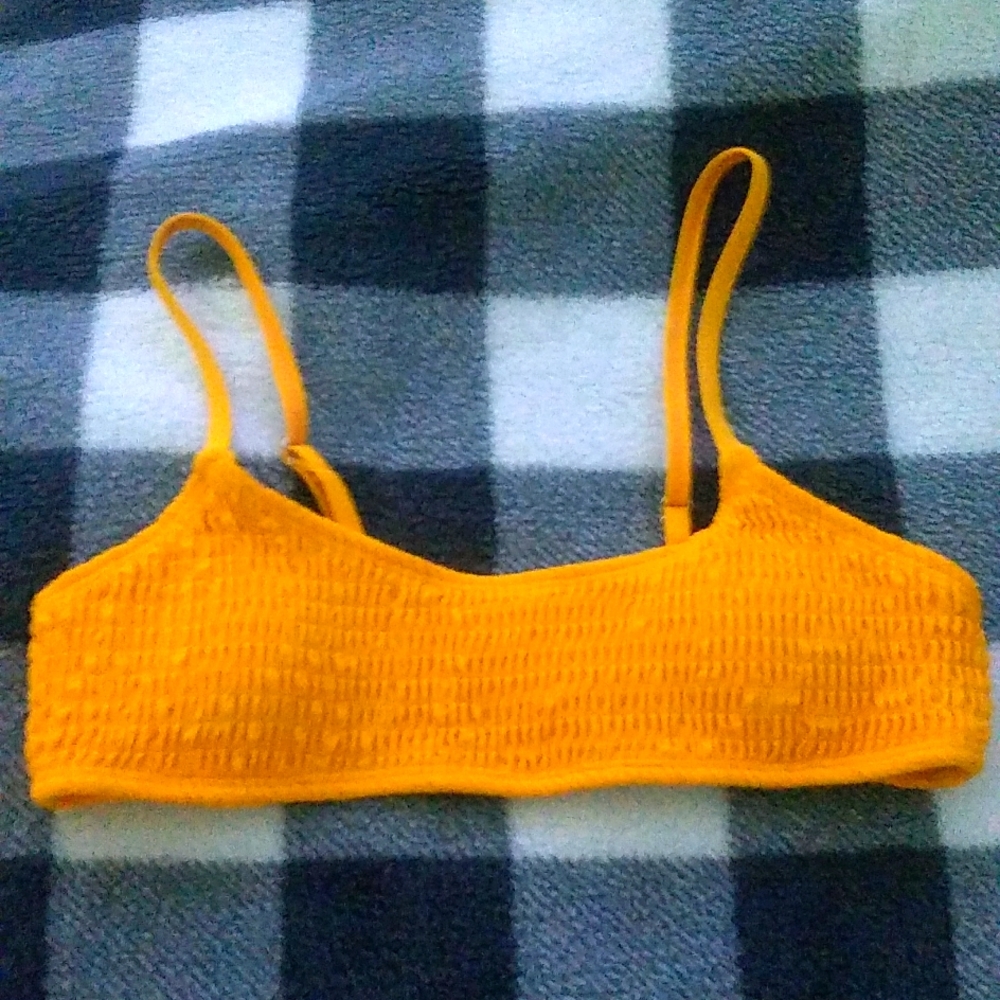 Yellow textured swimsuit top